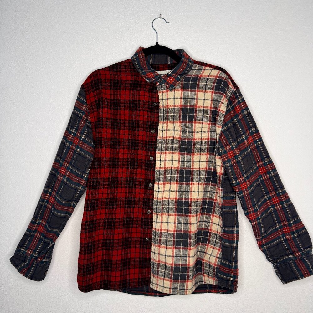 Abercrombie & Fitch Patchwork Flannel Shirt — Men’s Small — Red/Green